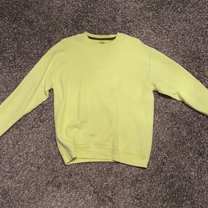 Neon yellow crew neck sweatshirt